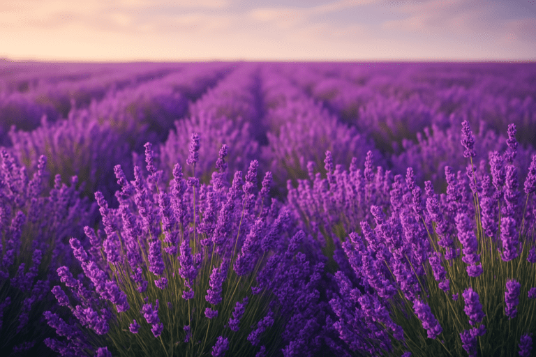 Lavender 4k Wallpaper with beautiful sky and flowers.